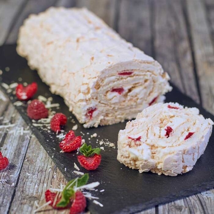 7668 - Raspberry & White Chocolate Roulade